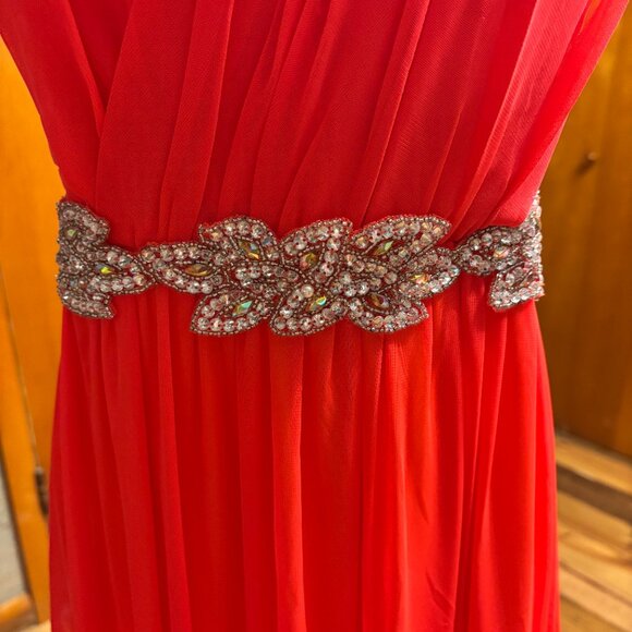Coral Colored Strapless Evening Dress Size 9 - Picture 3 of 6